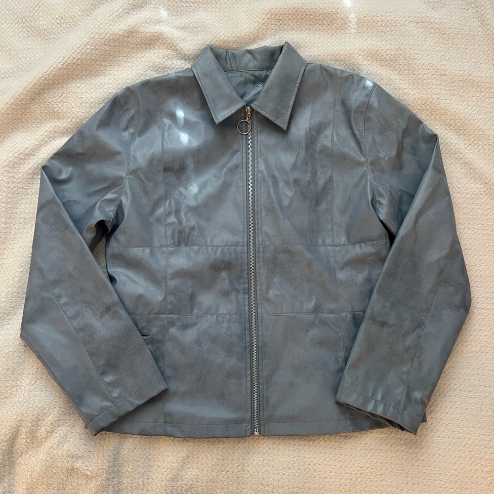Rave Vintage Periwinkle Faux Leather Jacket